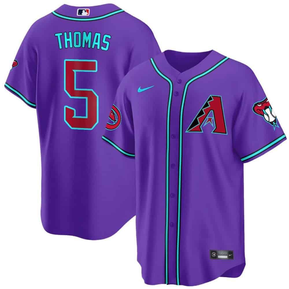 Men Arizona Diamondback #5 Thomas Purple 2024 Nike Cool Base MLB Jersey